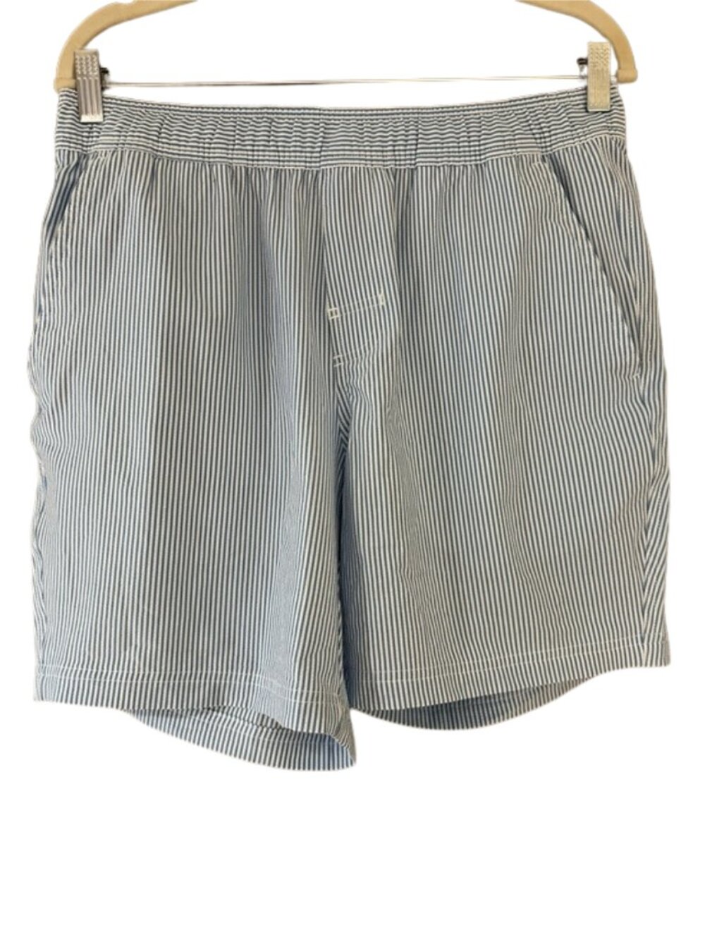 Southern Proper Seersucker Shorts Mens Blue White Stripe Elastic Waist Preppy